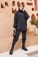 Tesettür giyim SİYAH KAPİTONE İKİLİ PANT. TAKIM 9320 