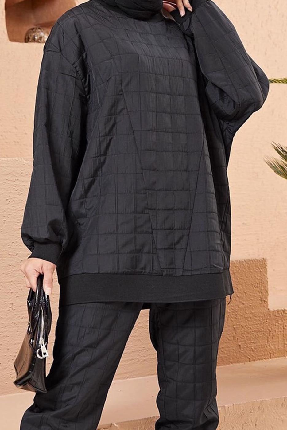 Tesettür giyim SİYAH KAPİTONE İKİLİ PANT. TAKIM 9320 
