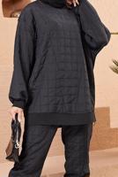 Tesettür giyim SİYAH KAPİTONE İKİLİ PANT. TAKIM 9320 