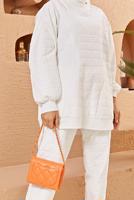 Tesettür giyim BEYAZ KAPİTONE İKİLİ PANT. TAKIM 9320 