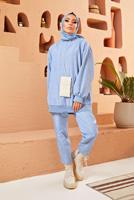 Tesettür giyim MAVİ KAPİTONE İKİLİ PANT. TAKIM 9320 