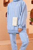 Tesettür giyim MAVİ KAPİTONE İKİLİ PANT. TAKIM 9320 