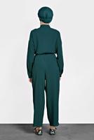 Tesettür giyim YEŞİL ALVİNA DÜĞMELİ CEPLİ TULUM 40233 