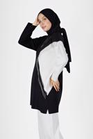 Tesettür giyim SİYAH 2 RENK PÜSKÜL DETAYLI TUNİK 33541 