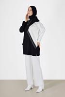 Tesettür giyim SİYAH 2 RENK PÜSKÜL DETAYLI TUNİK 33541 