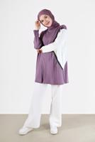 Tesettür giyim MOR 2 RENK PÜSKÜL DETAYLI TUNİK 33541 