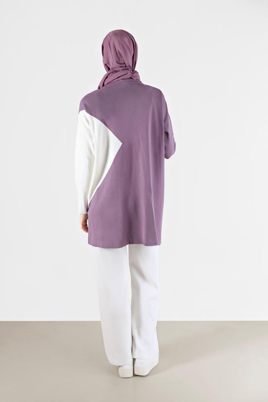 Tesettür giyim MOR 2 RENK PÜSKÜL DETAYLI TUNİK 33541 