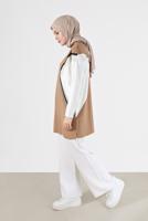 Tesettür giyim KAHVE 2 RENK PÜSKÜL DETAYLI TUNİK 33541 