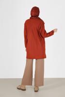 Hijab clothing BROWN BUTTON DETAIL KNITWEAR TUNIC 54541 