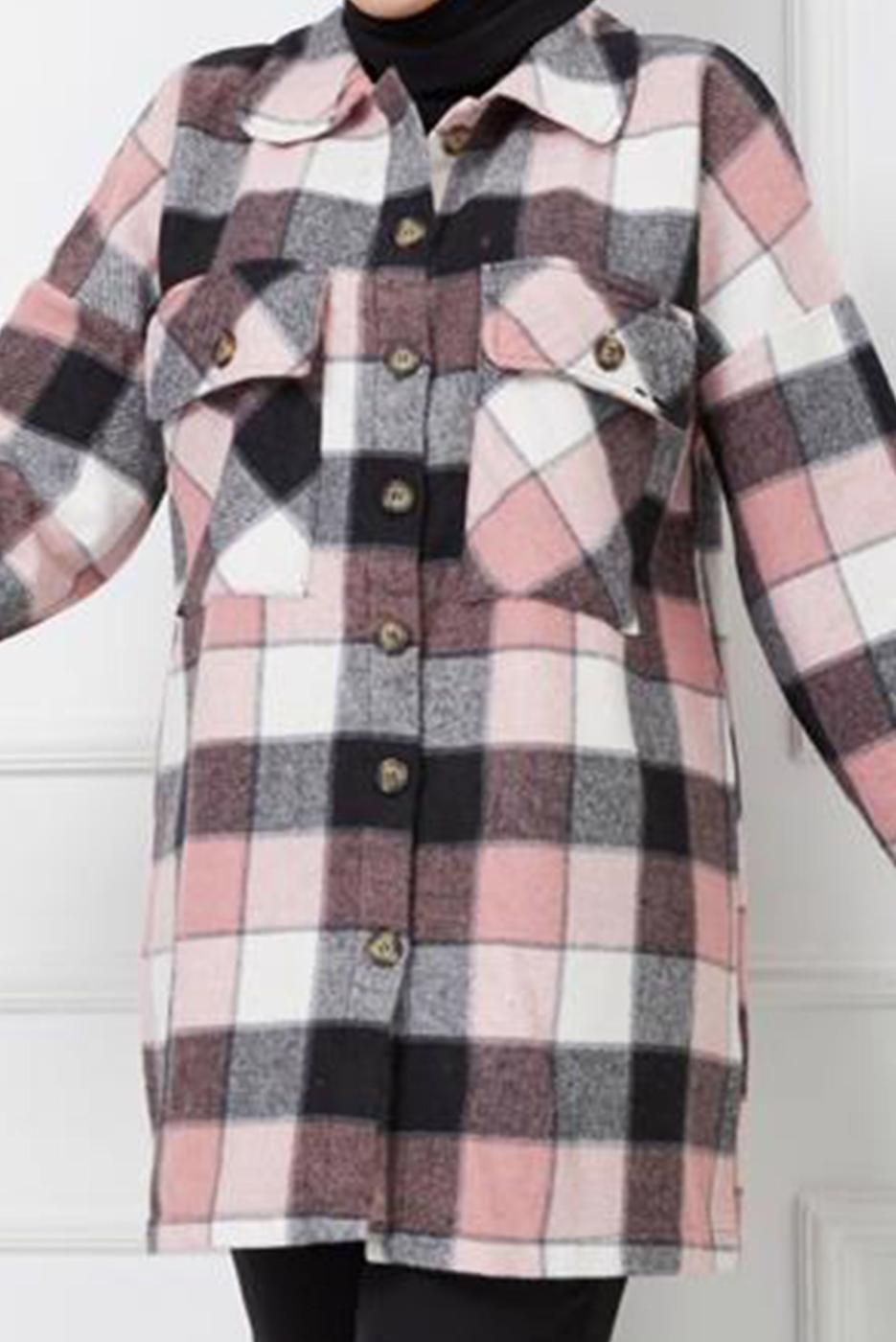 Hijab clothing POWDER POCKET DETAIL CHECKED TUNIC 3954 