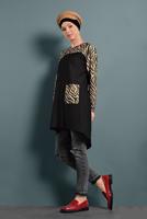 Tesettür giyim SİYAH ALVİNA ZEBRA DESENLİ TUNİK 40357 
