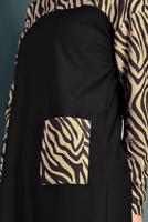 Tesettür giyim SİYAH ALVİNA ZEBRA DESENLİ TUNİK 40357 
