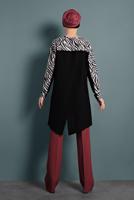 Tesettür giyim SİYAH ALVİNA ZEBRA DESENLİ TUNİK 40357 