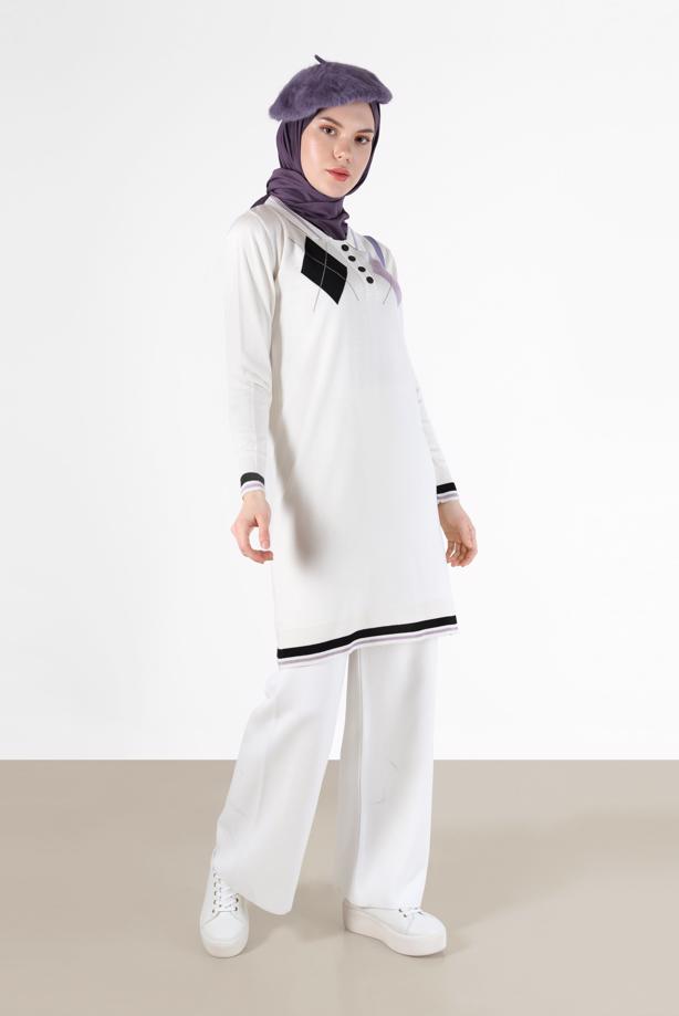Hijab clothing CREAM T 42109 ALV TRİKO TUNİK 38/44 - TRENDTESETTÜR