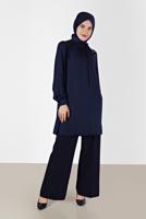 Tesettür giyim LACİVERT ALVİNA BAĞLAMA DETAYLI TUNİK T 42259-1