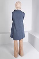 Tesettür giyim LACİVERT ALVİNA BAĞLAMA DETAYLI PAMUKLU TUNİK  T 42259