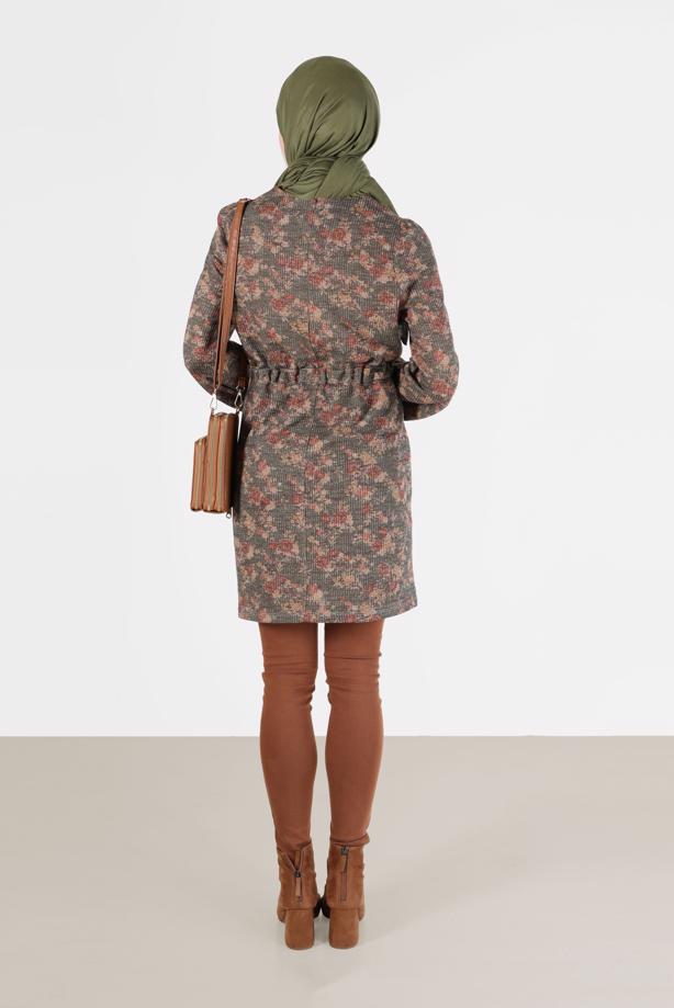 Hijab clothing KHAKI ALVINA SMOCKED WAIST TUNIC T 42319 - TRENDTESETTÜR