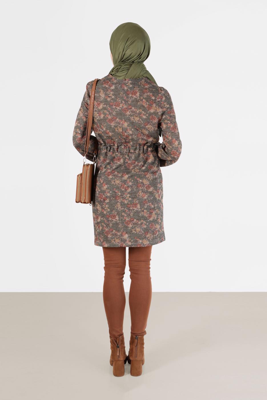 Hijab clothing KHAKI ALVINA SMOCKED WAIST TUNIC T 42319