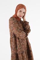 Tesettür giyim TABA ALVİNA DESENLİ TUNİK T 42320 