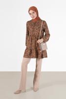 Tesettür giyim TABA ALVİNA DESENLİ TUNİK T 42320 