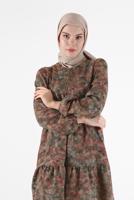Tesettür giyim VİZON ALVİNA DESENLİ TUNİK T 42320 