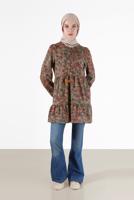Tesettür giyim VİZON ALVİNA DESENLİ TUNİK T 42320 
