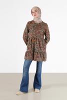 Tesettür giyim VİZON ALVİNA DESENLİ TUNİK T 42320 