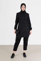 Tesettür giyim SİYAH ALVİNA SİMLİ TUNİK T 42357 