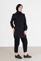 Tesettür giyim SİYAH ALVİNA SİMLİ TUNİK T 42357 