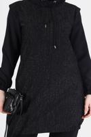 Tesettür giyim SİYAH ALVİNA SİMLİ TUNİK T 42357 