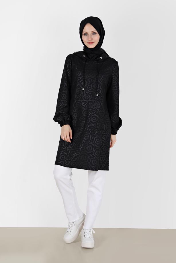 Hijab clothing BLACK ALVINA PATTERNED TUNIC T 42368 - TRENDTESETTÜR