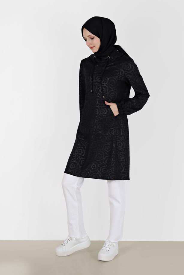 Hijab clothing BLACK ALVINA PATTERNED TUNIC T 42368 - TRENDTESETTÜR