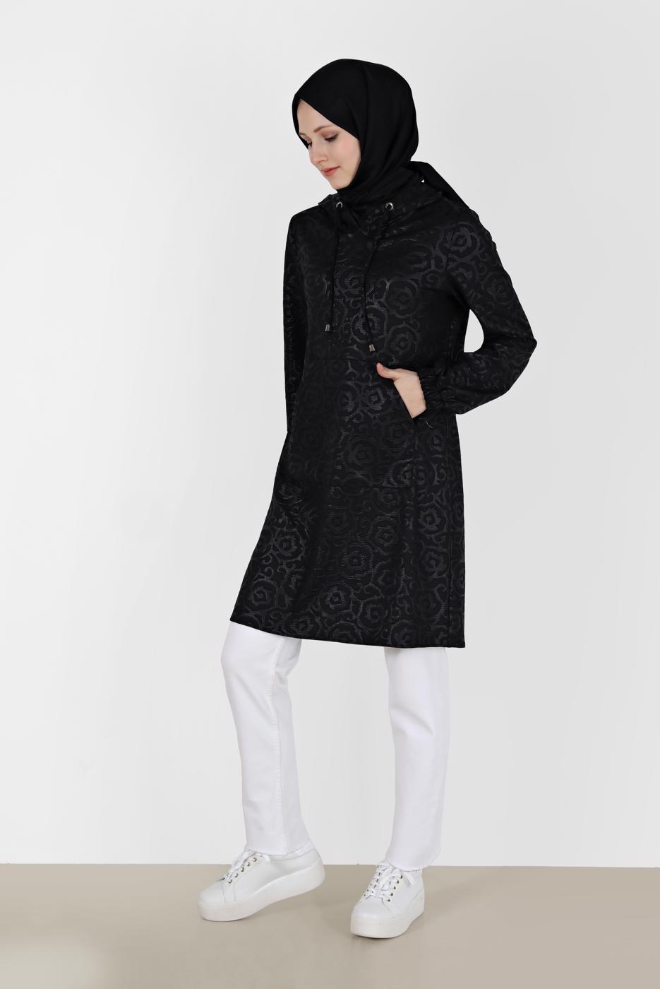 Hijab clothing BLACK ALVINA PATTERNED TUNIC T 42368