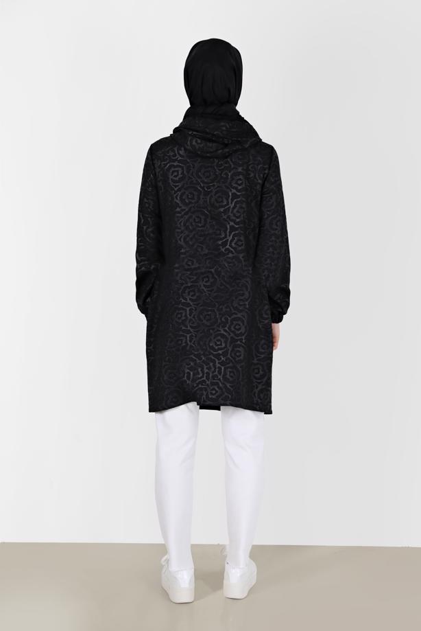 Hijab clothing BLACK ALVINA PATTERNED TUNIC T 42368 - TRENDTESETTÜR