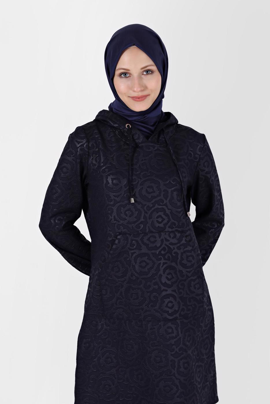 Hijab clothing NAVY BLUE ALVINA PATTERNED TUNIC T 42368