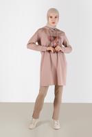 Tesettür giyim BEJ ALVİNA KAPÜŞONLU TUNİK T 42370