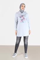 Tesettür giyim GÜMÜŞ ALVİNA KAPÜŞONLU TUNİK T 42370