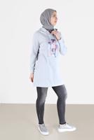 Tesettür giyim GÜMÜŞ ALVİNA KAPÜŞONLU TUNİK T 42370