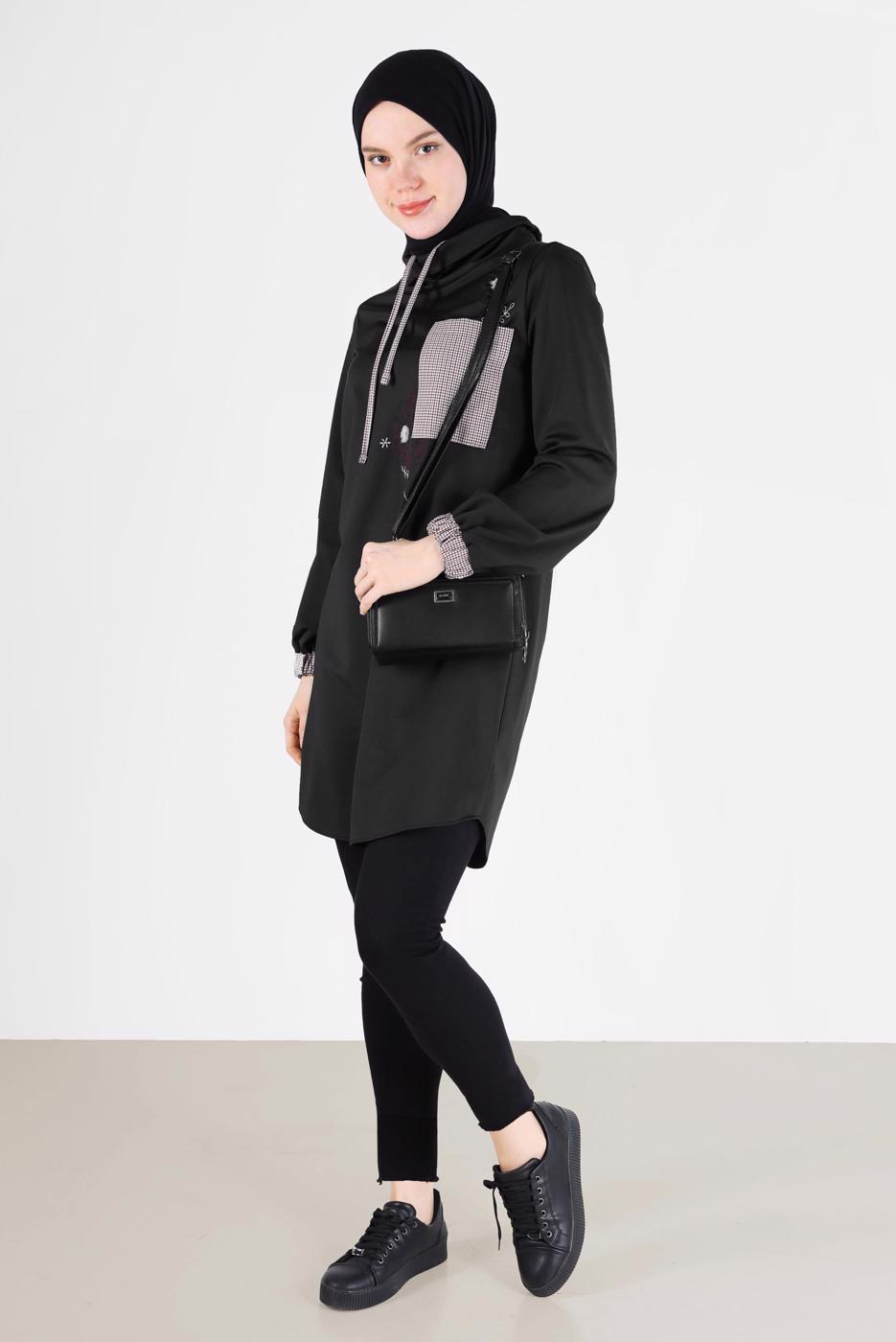 Hijab clothing BLACK ALVINA EMBROIDERED TUNIC T 42371