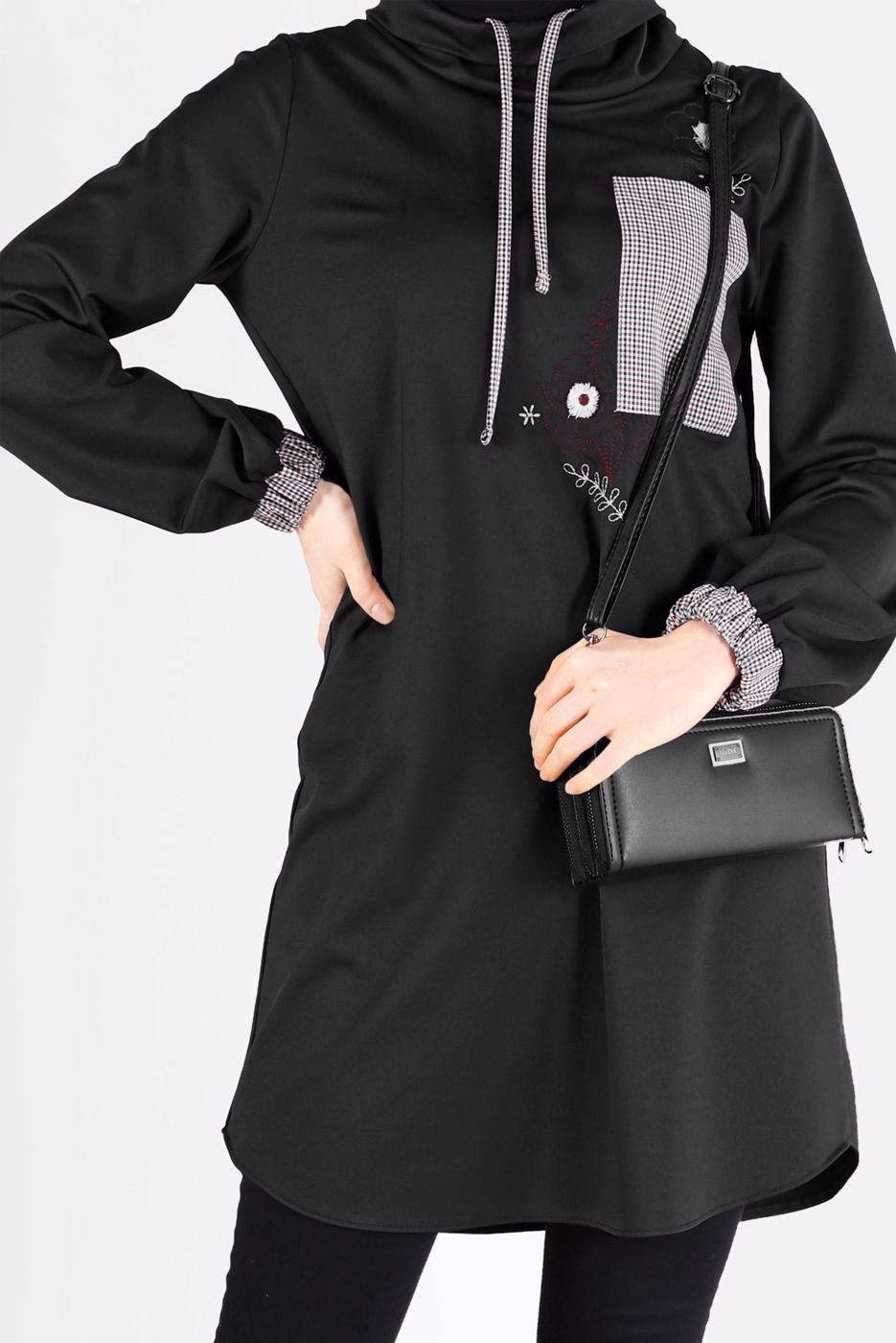 Hijab clothing BLACK ALVINA EMBROIDERED TUNIC T 42371