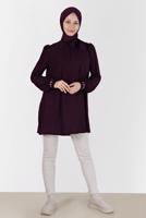 Tesettür giyim MOR ALVİNA BAĞLAMA DETAYLI TUNİK T 42376