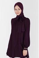 Tesettür giyim MOR ALVİNA BAĞLAMA DETAYLI TUNİK T 42376