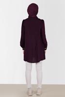 Tesettür giyim MOR ALVİNA BAĞLAMA DETAYLI TUNİK T 42376