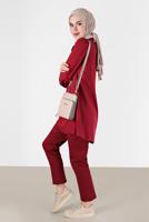 Tesettür giyim KIRMIZI ALVİNA BAĞLAMA DETAYLI TUNİK T 42376