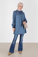 Tesettür giyim YEŞİL ALVİNA BAĞLAMA DETAYLI TUNİK T 42376