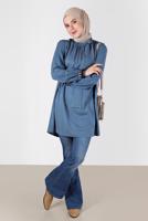 Tesettür giyim YEŞİL ALVİNA BAĞLAMA DETAYLI TUNİK T 42376