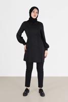 Tesettür giyim SİYAH ALVİNA BAĞLAMA DETAYLI TUNİK T 42377