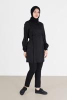 Tesettür giyim SİYAH ALVİNA BAĞLAMA DETAYLI TUNİK T 42377