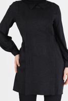 Tesettür giyim SİYAH ALVİNA BAĞLAMA DETAYLI TUNİK T 42377