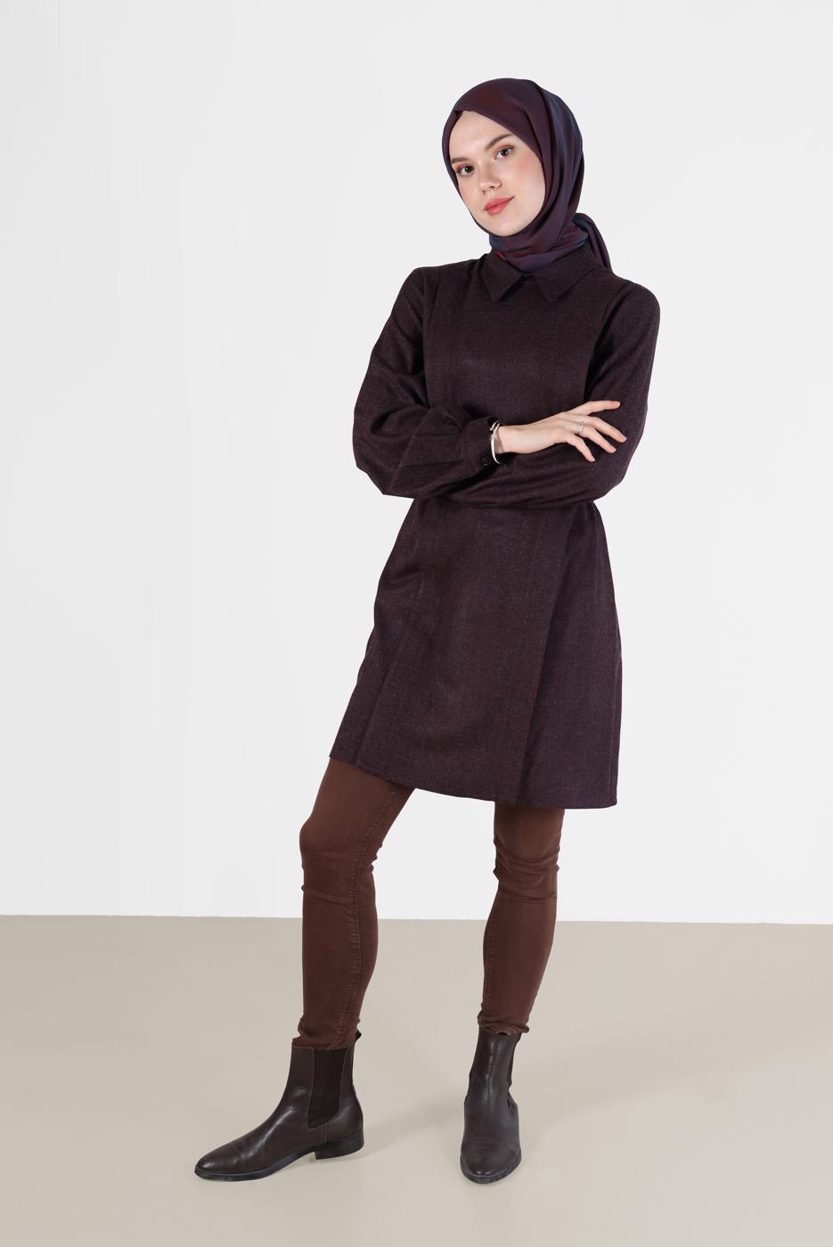 Tesettür giyim MÜRDÜM ALVİNA BAĞLAMA DETAYLI TUNİK T 42377